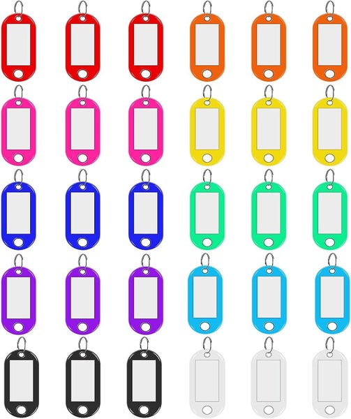 30 Key Tags 10 Colors Plastic Key Rings Writable Tag Holders For Home Can B Carousel 1