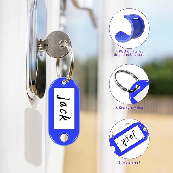 30 Key Tags 10 Colors Plastic Key Rings Writable Tag Holders For Home Can B Carousel 5