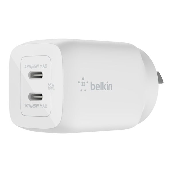 Belkin BOOST UP Dual USB-C Wall Charger - GaN Technology 65W with PPS Carousel 1