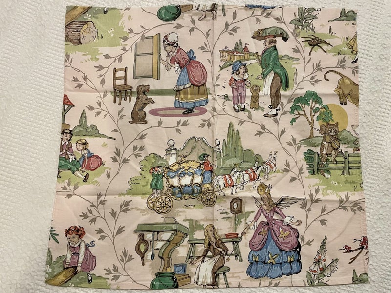 3 small pieces of vintage SANDERSON Nursery Rhymes cotton Carousel 1
