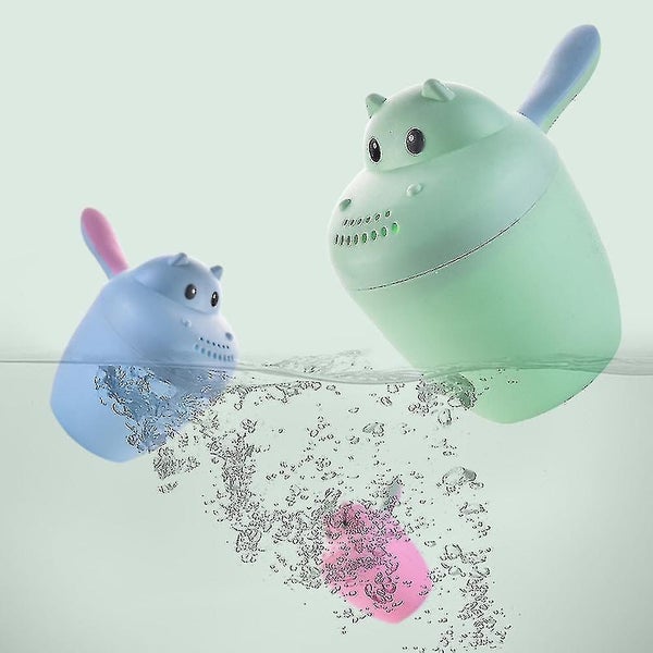 Kids Baby Shampoo Cup Cartoon Hippo Shape Baby Bath Shower Caps Cup Spoons Bat Carousel 4