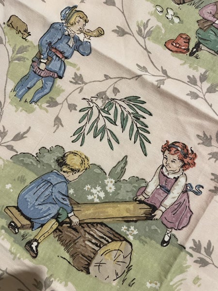 3 small pieces of vintage SANDERSON Nursery Rhymes cotton Carousel 2