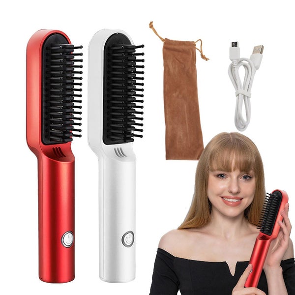 Usb Cordless Hair Straightener Comb Ceramic Hair Straightener Brush Travel Por Carousel 4