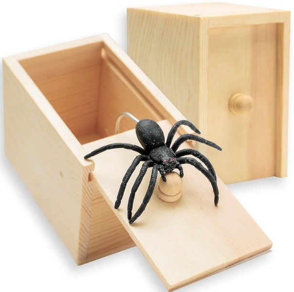 Prank Spider Surprise Box Rubber Spider Prank Box Tricky Spider Wood Box Carousel 1