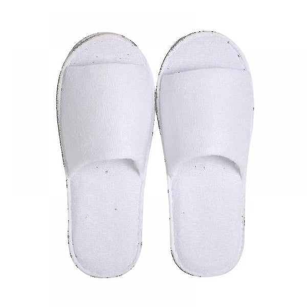 10 Pairs Open Toe Spa Slippers White Spa Hotel Guest Slippers, Fits Most Men And Carousel 1