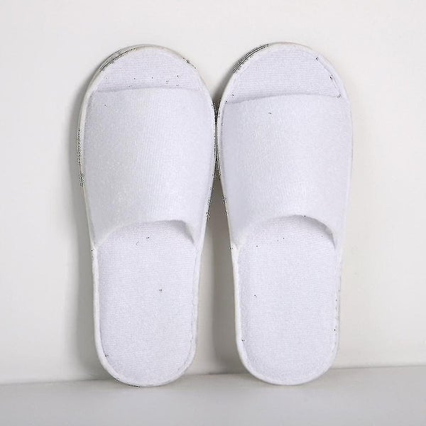 10 Pairs Open Toe Spa Slippers White Spa Hotel Guest Slippers, Fits Most Men And Carousel 2