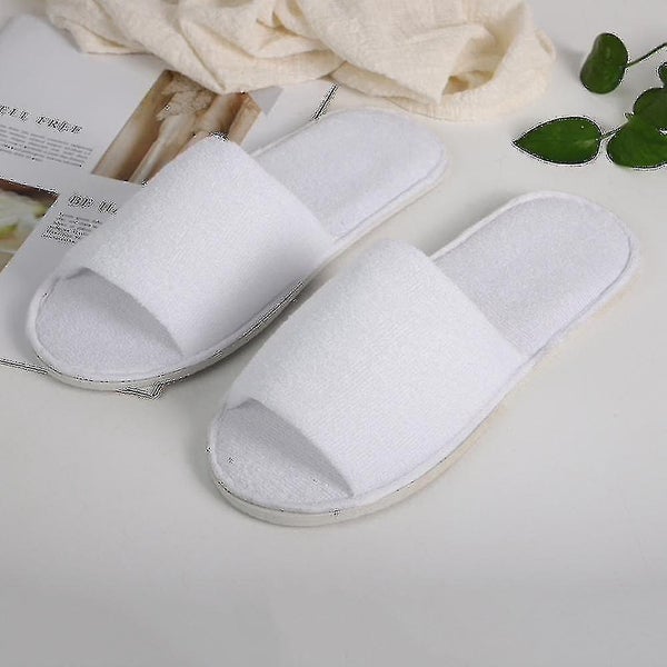 10 Pairs Open Toe Spa Slippers White Spa Hotel Guest Slippers, Fits Most Men And Carousel 4