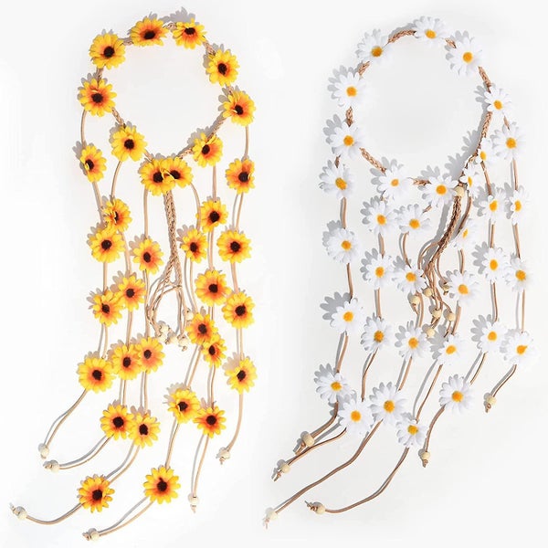 Bohemian Headband Hippie Simulation Sunflower Daisy Hairband Floral Crown Hair Carousel 5