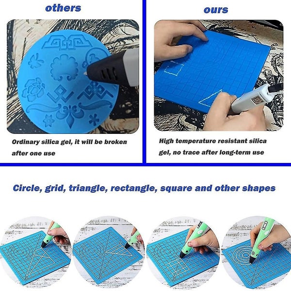 Silicone Mats Blue 3d Printing Pen With Basic Template 3d Pen Drawing Pad For Carousel 5