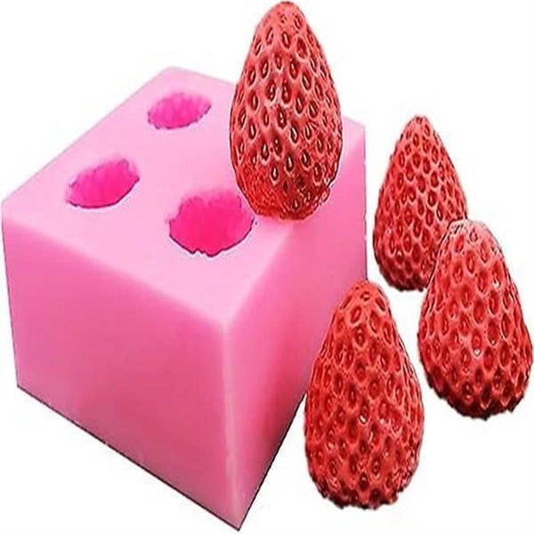 Strawberry Mold 4 Cavities Silicone Mold Four 3d Strawberries Non-stick Easy T Carousel 1