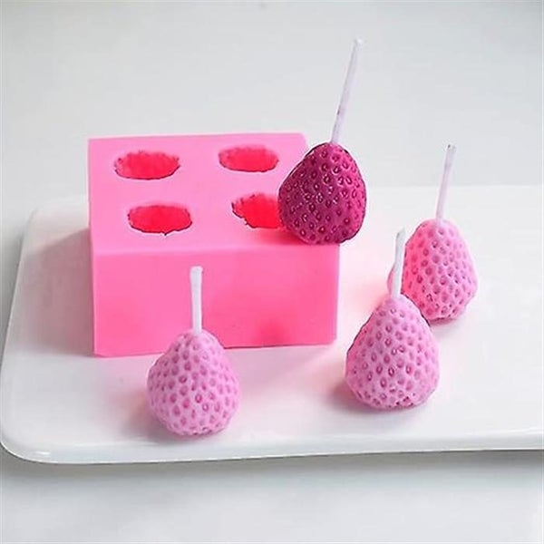 Strawberry Mold 4 Cavities Silicone Mold Four 3d Strawberries Non-stick Easy T Carousel 2