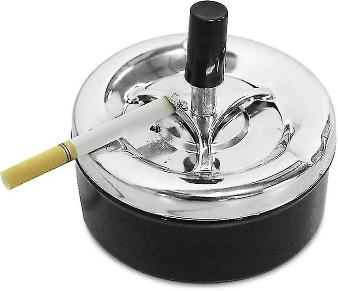 Ubiuo Ashtray Stainless Steel Mini Round Push Down Ashtray With Spinning Tray Carousel 1