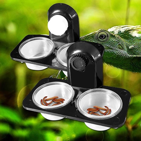 Feeding Bowl Reptile Feeder Double Reptile Feeding Cups Plastic Suction Cup F Carousel 1