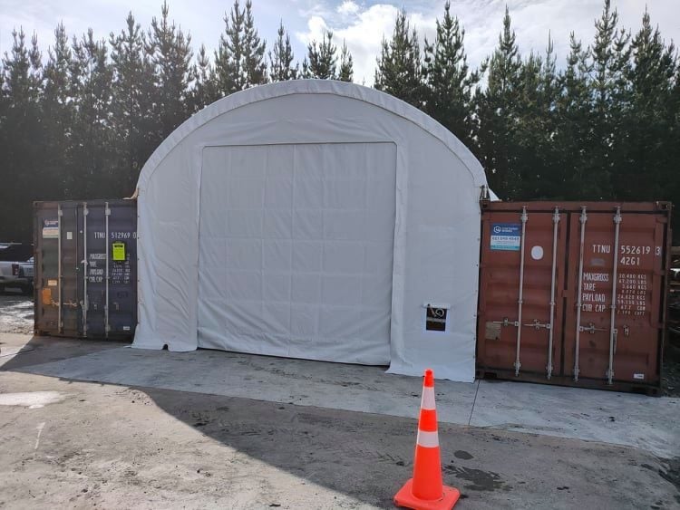 6m x 40ft CONTAINER SHELTER, WITH FRONT AND REAR WALLS Carousel 1