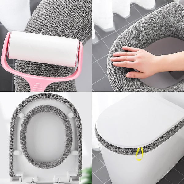 Warm Toilet Seat Cover Pads 4pcs Soft Bathroom Thick Warm Padded With Handle Toi Carousel 5