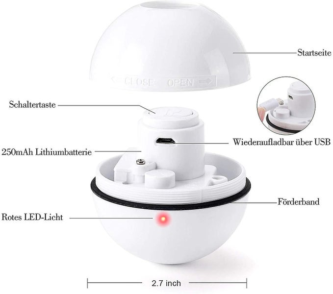 Cat Toy, Toy Ball With Led Light, 360 Degree Automatic Rotation And Usb Charging Carousel 2