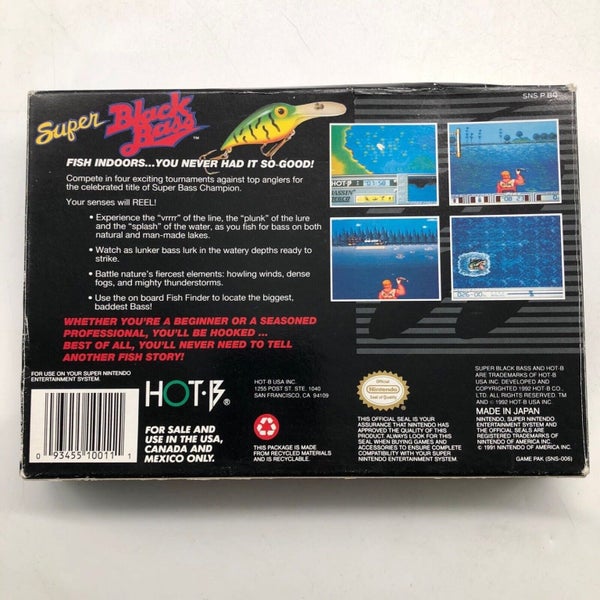 Super Black Bass Super Nintendo SNES Game Boxed + NTSC U/C Manual Carousel 8