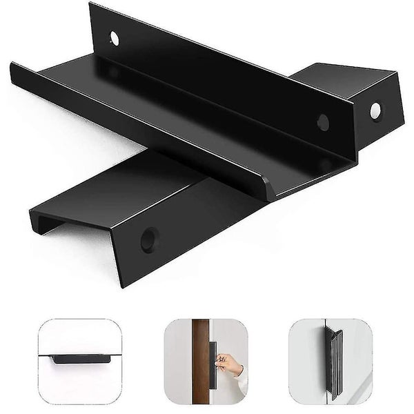 4pcs 80mm Aluminum Concealed Handle Cabinets Drawers Handle Tab,black Carousel 1