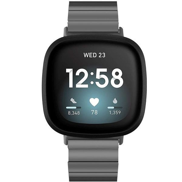 Fitbit Versa 4 Stainless Steel Strap Black Carousel 2