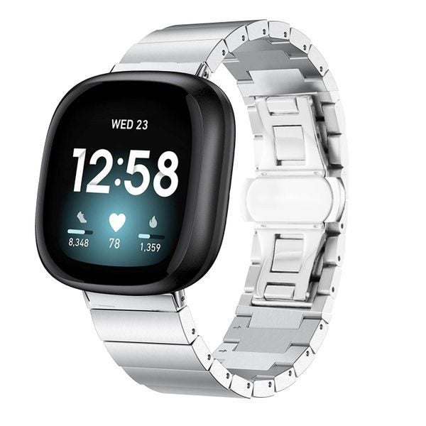 Fitbit Versa 3 Stainless Steel Strap Silver Carousel 1