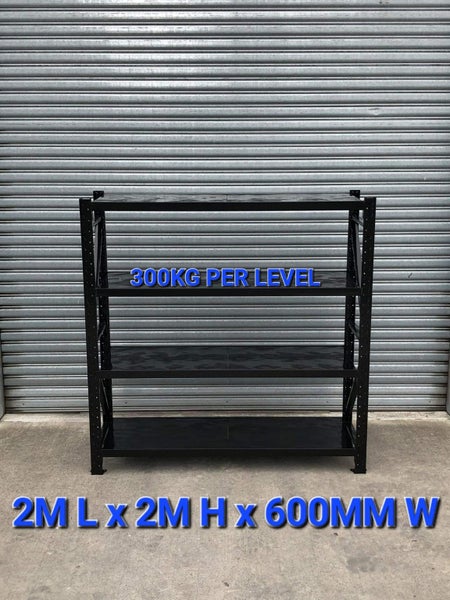 Garage Shelving 300KG - 2m x 0.6m x 2m BLACK *WELDED* FREE DELIVERY WELLINGTON Carousel 1