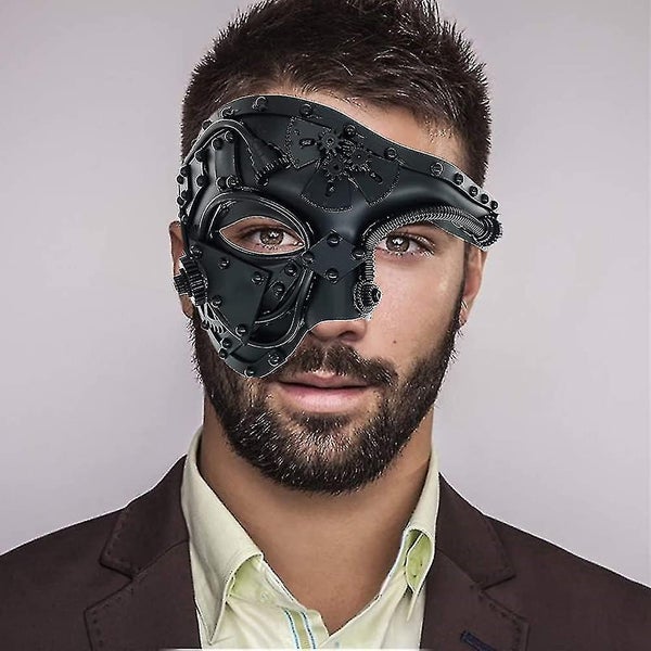 Cyberpunk Mask Steampunk Metal Cyborg Venetian Mask Masquerade Mask For Hallow Carousel 2