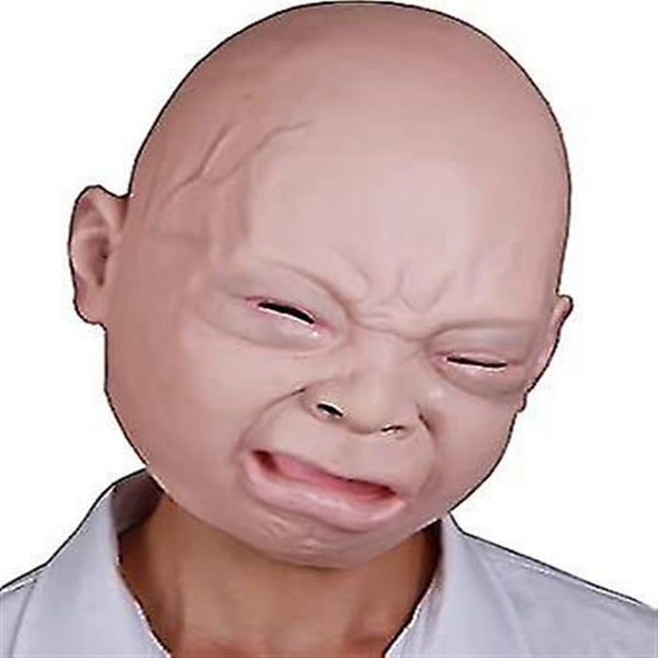 Halloween Decor Crying Baby Mask Costume Party Baby Mask Full Head For Adults Carousel 1