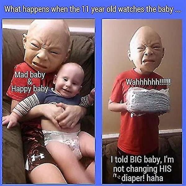 Halloween Decor Crying Baby Mask Costume Party Baby Mask Full Head For Adults Carousel 5