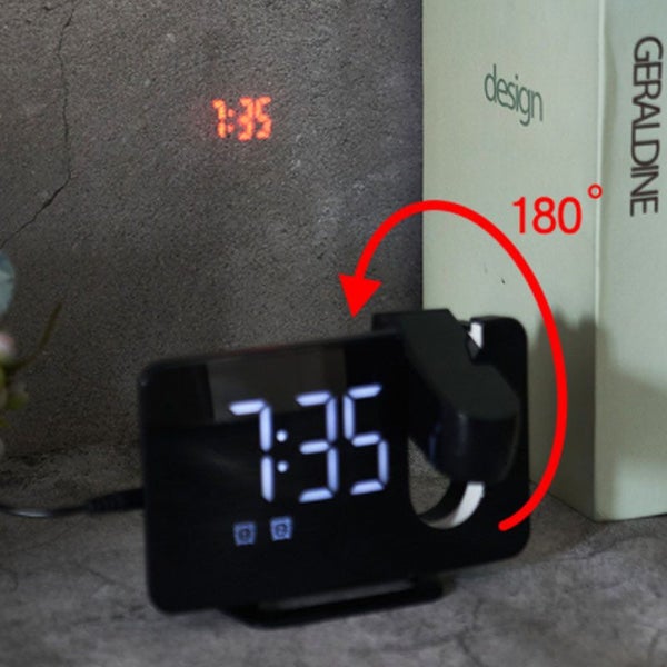Digital Curve LED Projector Alarm Clock with White Light for Bedroom Carousel 12