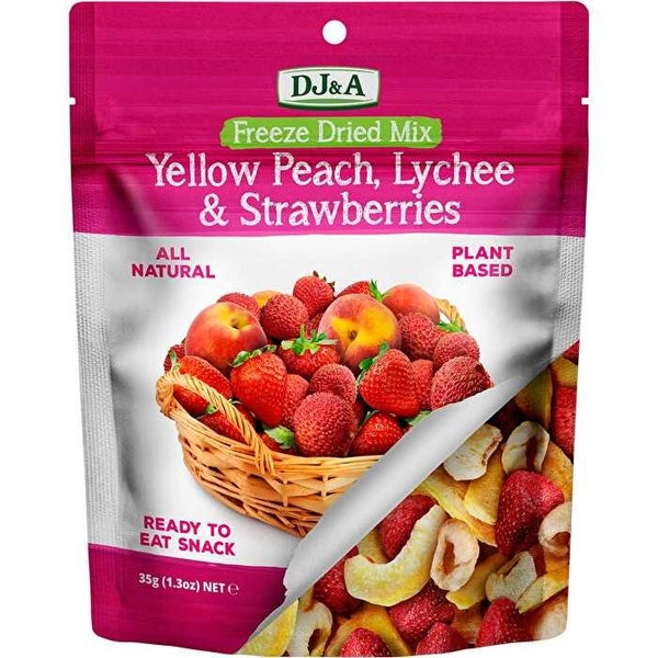 Dj&a Freeze Dried Yellow Peach, Lychee & Strawberries 10x35g Carousel 1