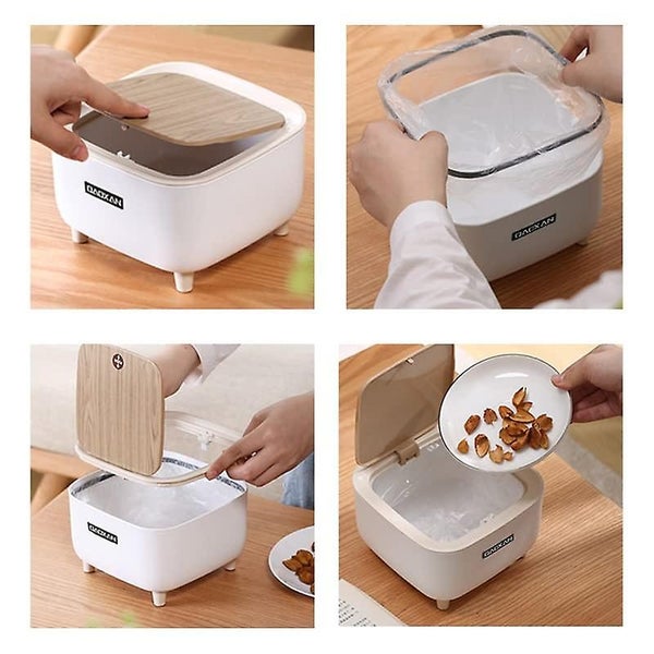 Mini Desk Trash Can Tiny Desktop Garbage Can With Lid Plastic Mini Waste Bas Carousel 5