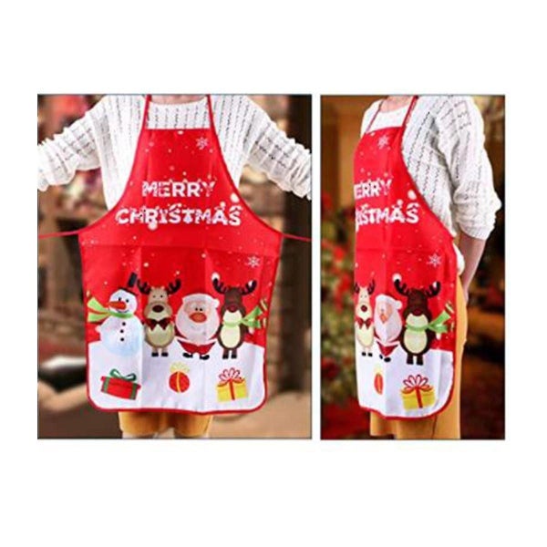 Christmas Aprons Santa Claus Elk Snowman Decoration Apron Christmas Cooking Ap Carousel 2