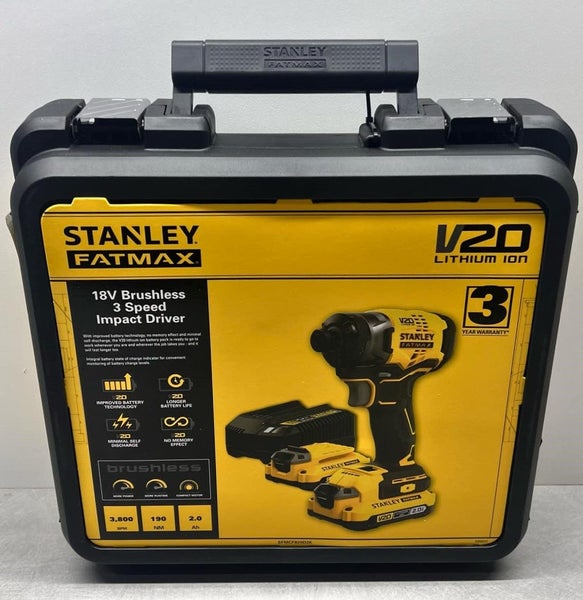 Stanley Fatmax V20 Cordless 3 Speed Impact Driver Kit 18 volt 2Ah Carousel 1