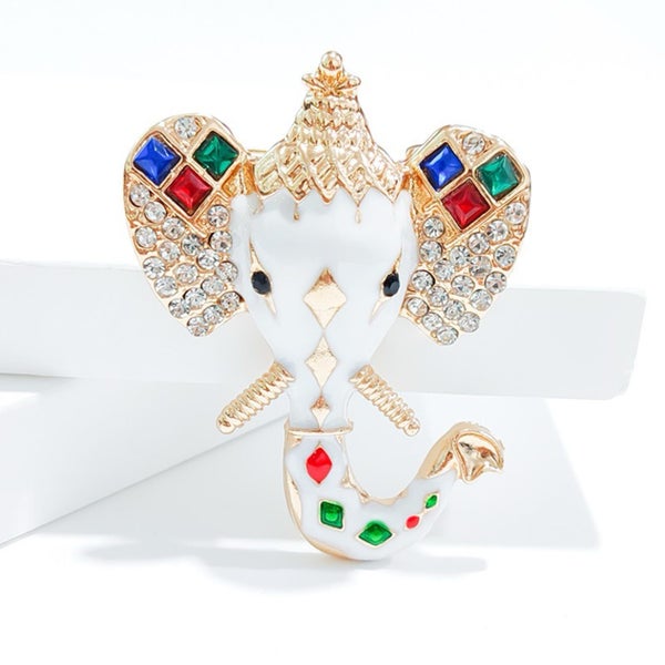 Majestic Elephant Brooch – Enamel & Crystal Embellished Carousel 2
