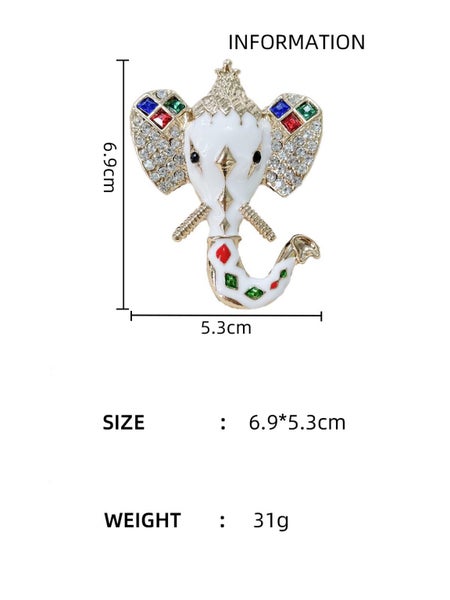 Majestic Elephant Brooch – Enamel & Crystal Embellished Carousel 6