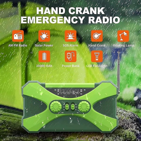 Orange-crank Radio With Cell Phone Charger Solar, 10000mah Portable Radio Am/fm Carousel 2