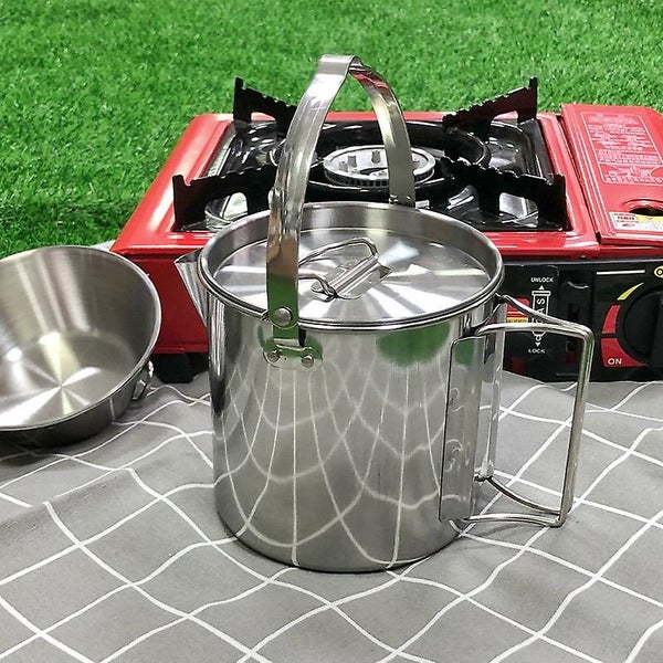 Outdoor Stainless Steel Kettle Folding Handle Camping Hung Pot Portable Coffee Carousel 5