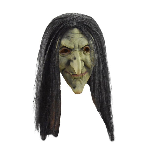 Old Witch Mask Green Face Halloween Decor Creepy Scary Horror Cosplay Costume Carousel 1