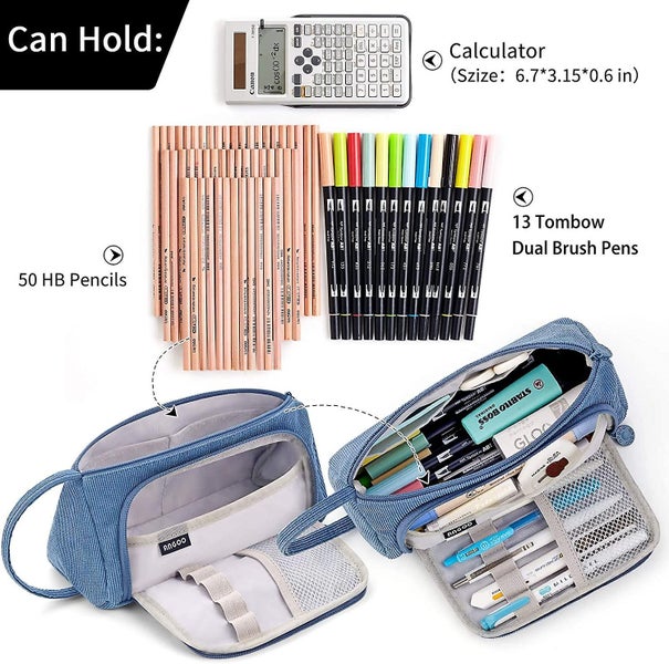 Big Capacity Pencil Case Canvas High Storage Pouch Marker Pen Case Simple Statio Carousel 2
