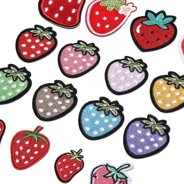 Set Of 16 Strawberry Cute Iron-on And Sew-on Embroidered Patches For Jacket Carousel 2