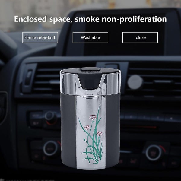 Ashtray Portable And Practical Car Ashtray In Carbon Fiber With Solar Led Ligh Carousel 5