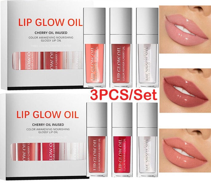 3PCS Lip Oil Hydrating Plumping Lip Coat For Lipstick Lipgloss Tinted Lips Glow Carousel 1