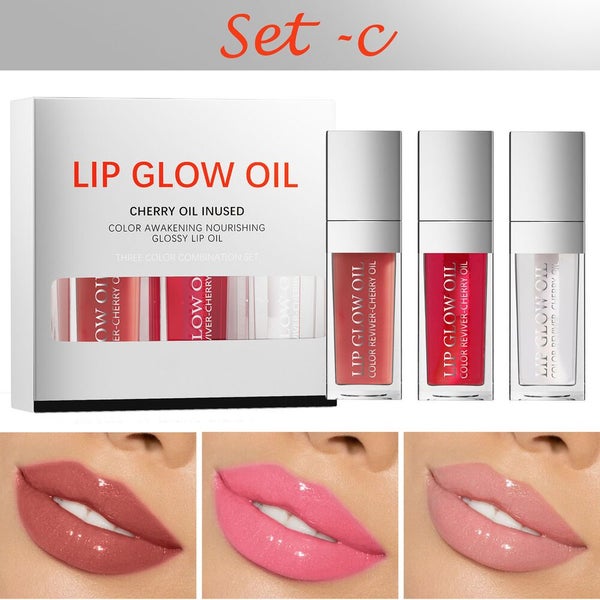 3PCS Lip Oil Hydrating Plumping Lip Coat For Lipstick Lipgloss Tinted Lips Glow Carousel 12