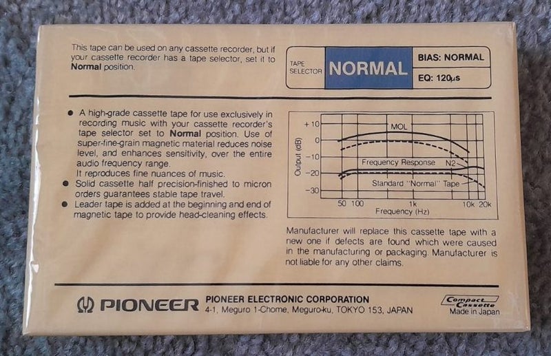 Pioneer N2 60 minutes Blank Audio Cassette Tape - Japan new/sealed Carousel 2