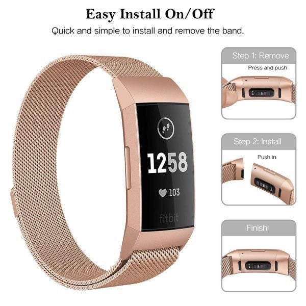 Fitbit Charge 3 Milanese Loop Strap RoseGold Carousel 2