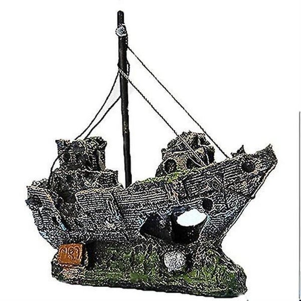 Resin Fishing Boat Aquarium Ornament Plastic Decoration Plant For Fish Tank Acce Carousel 1