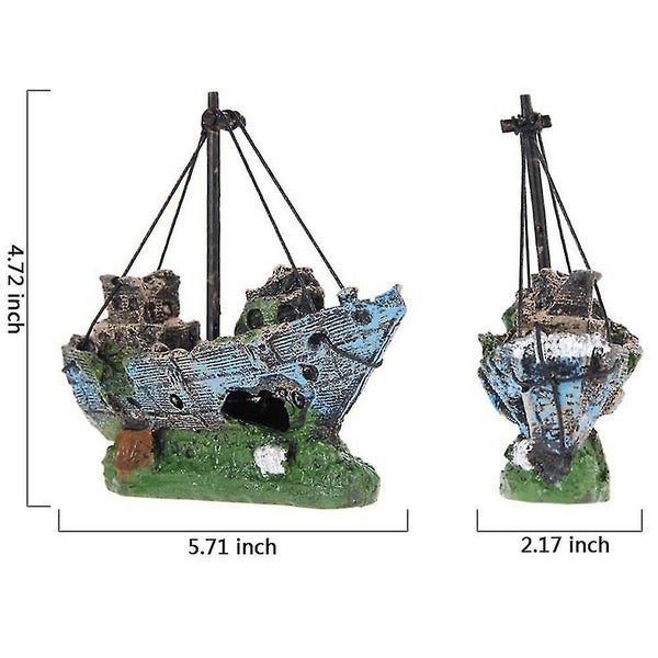 Resin Fishing Boat Aquarium Ornament Plastic Decoration Plant For Fish Tank Acce Carousel 2