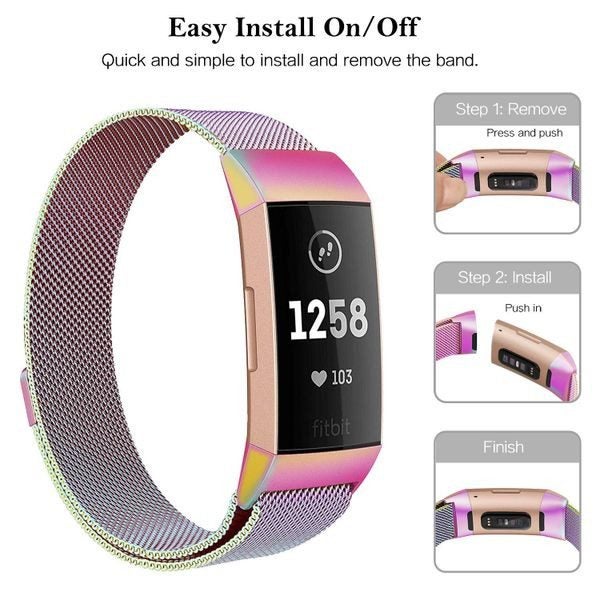 Fitbit Charge 3 Milanese Loop Strap Rainbow Carousel 2
