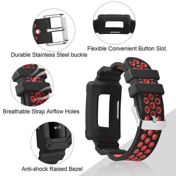 Fitbit Charge 3 Silicone Strap Black/Red Carousel 2