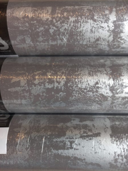 Wallpaper. DELUXE - Designer Stripes, Grey & Silver. 3 roll bundle Carousel 4
